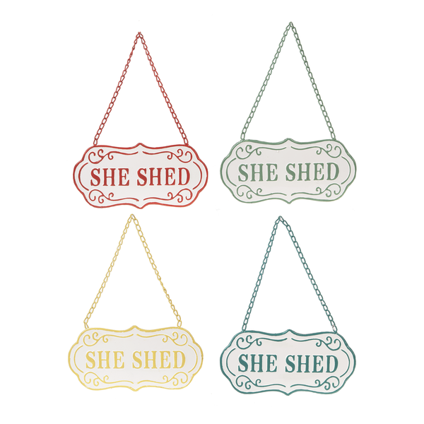 Metal Hanging She Shed Sign (4-Colors)