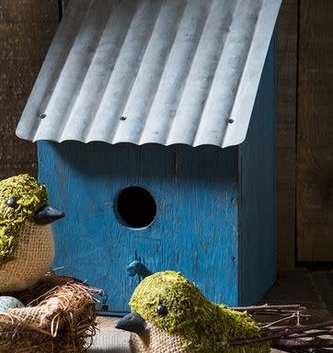 Metal Roof Blue Bird House