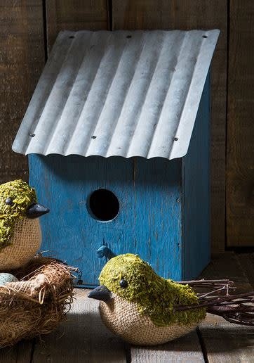 Metal Roof Blue Bird House