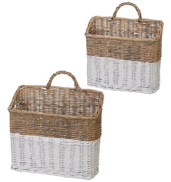 Two Tone Wicker Wall Basket (2-Sizes)