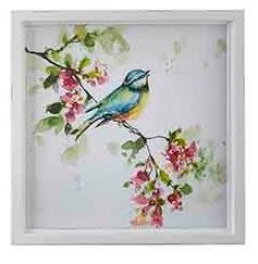 Square Floral Watercolor Bird Print