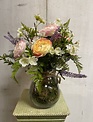 Custom Summer Floral in Glass Container w/Rope Handle
