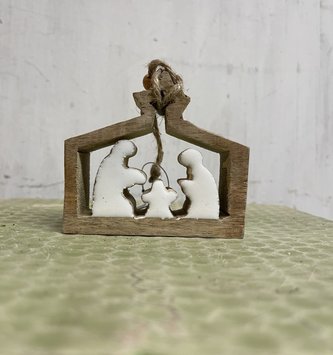 Wooden Enamel Nativity Ornament