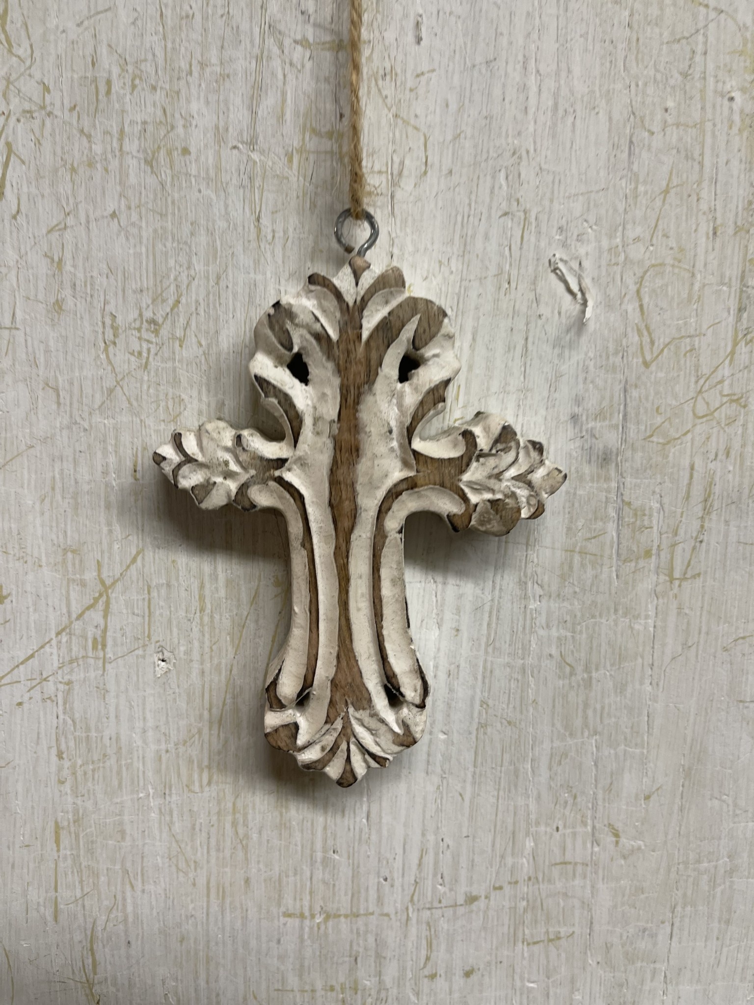 Whitewashed Wooden Cross Ornament I Shop Ornaments I FAST SHIPPING