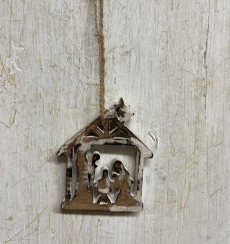 Whitewashed Wooden Nativity