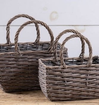 Double Handled Rectangular Lined Basket (2-Sizes)