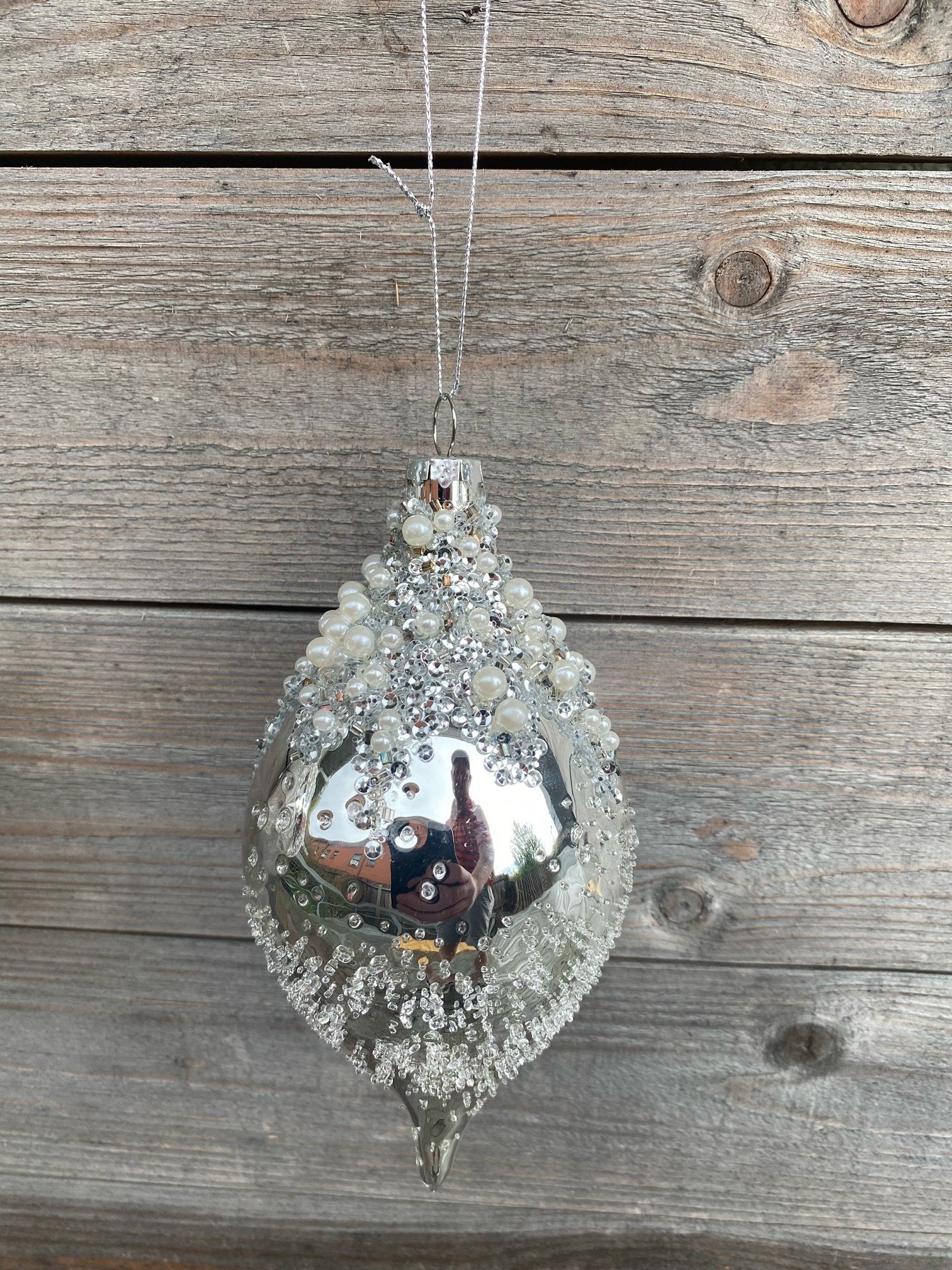 Silver Iced Pearl Ornament