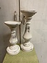 Set of 2 White Weathered Candle Sticks