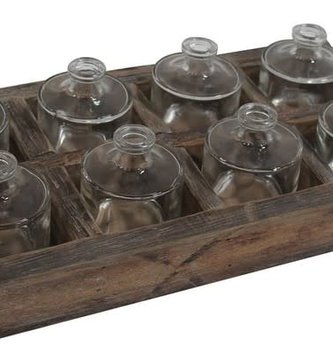 Glass Bottles in Wooden Crate