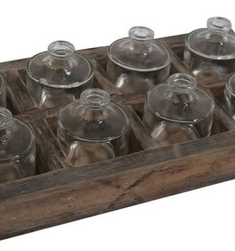 Glass Bottles in Wooden Crate