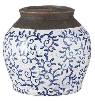 White Crackle Vase With Blue Vines (3-Sizes)