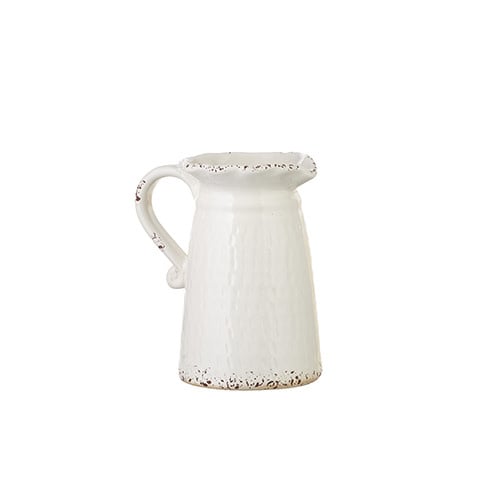 Fluted White Crackle Pitcher