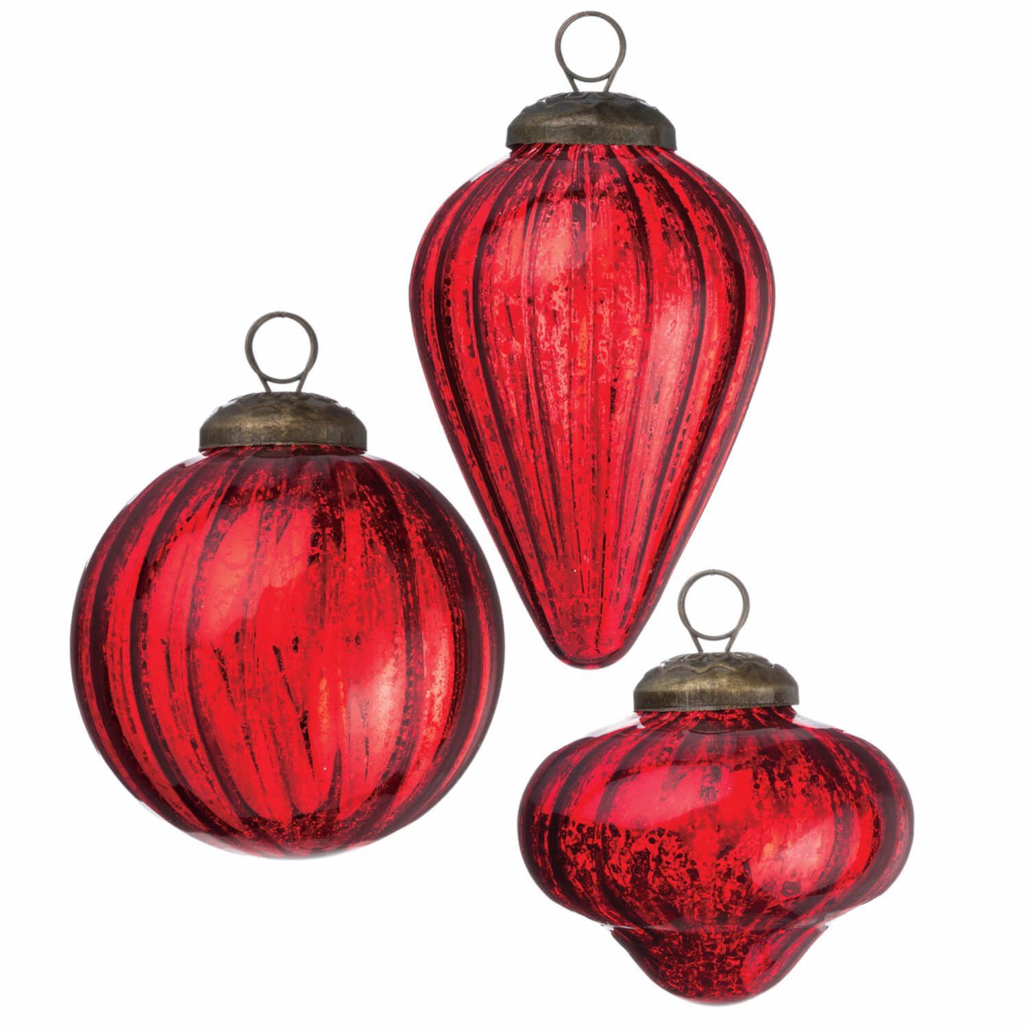 Mini Red Mercury Glass Ornament (3-Styles)