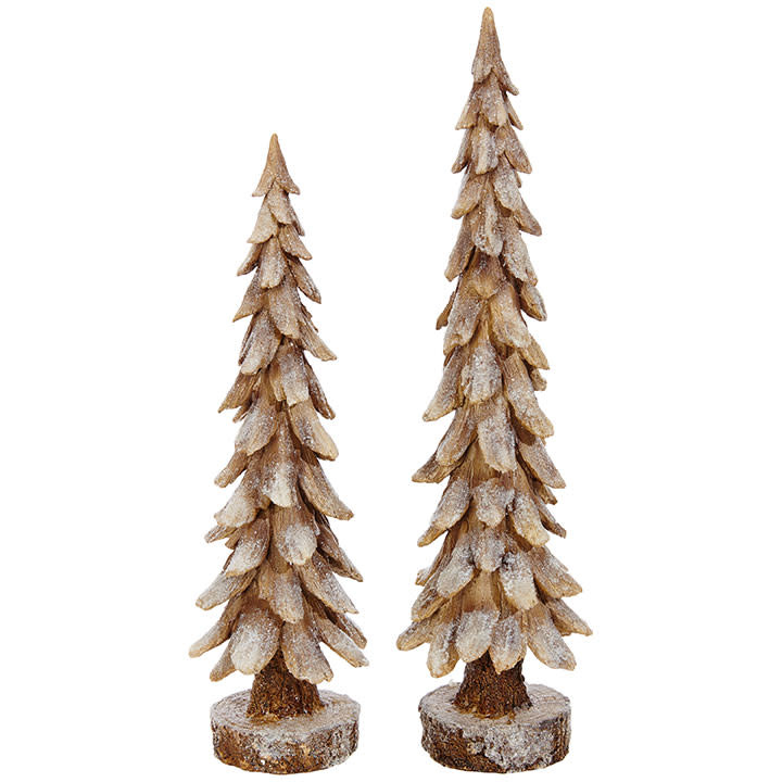 Set of 2 Rustic Snowy Trees