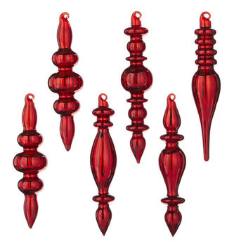 Set of 6 Finial Glass Ornaments (2-Colors)