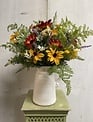 Custom Wildflowers in Fluted White Pitcher