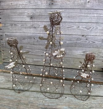 Standing Wire Snowflake Angel w/ Pearls (3-Sizes)