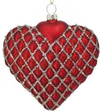 4" Glass Vintage Heart Ornament