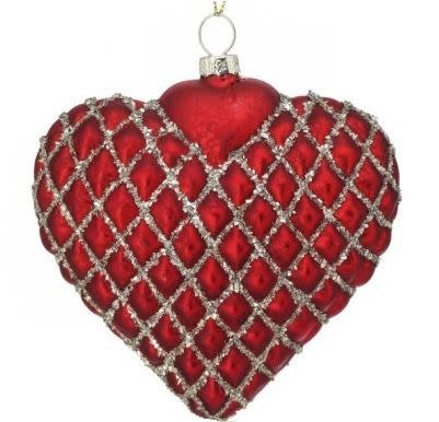 4" Glass Vintage Heart Ornament