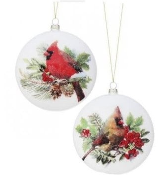 Glass Cardinal Disc Ornament (2-Styles)