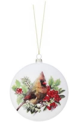 Glass Cardinal Disc Ornament (2-Styles)