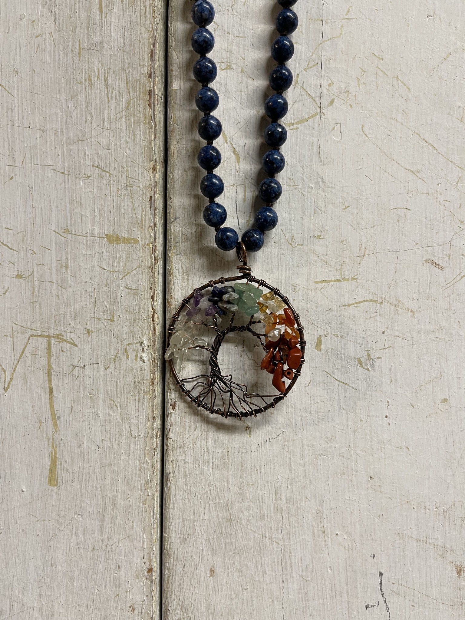 Blue Beaded Multicolor Tree of Life Necklace The Last Straw