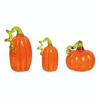 Set of 3 Mini Glass Orange Pumpkins