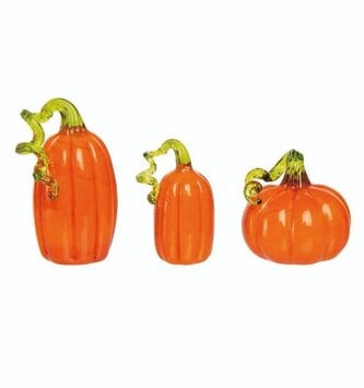 Set of 3 Mini Glass Orange Pumpkins