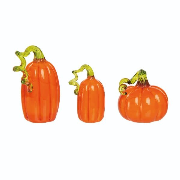 Set of 3 Mini Glass Orange Pumpkins