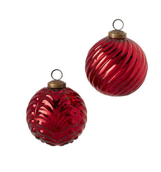 Red Mercury Glass Ball Ornament (2-Styles)