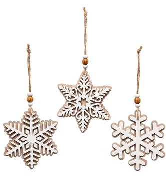 Beaded Wooden Snowflake Ornament (3-Styles)