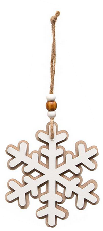 Beaded Wooden Snowflake Ornament (3-Styles)