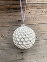 Textured White & Silver Glass Ball Ornament (3-Styles)
