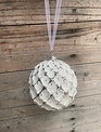 Textured White & Silver Glass Ball Ornament (3-Styles)