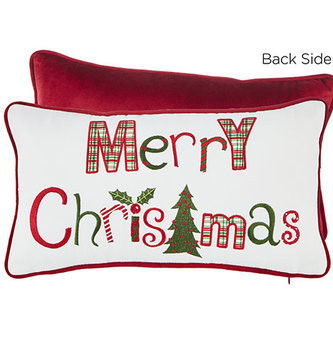 18" Merry Christmas Lumbar Pillow