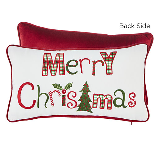 18" Merry Christmas Lumbar Pillow