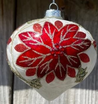 Glass Beaded Poinsettia Ornament (3-Styles)