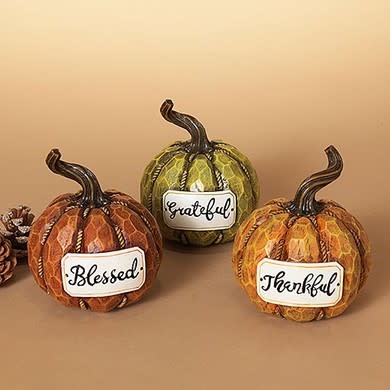 Carved Twisted Stem Message Pumpkin (3-Styles)