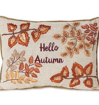 Embroidered Hello Autumn Pillow