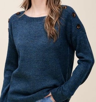 Shoulder Button Pull over Sweater