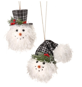 Frilly Snowman Head Ornament (2-Styles)