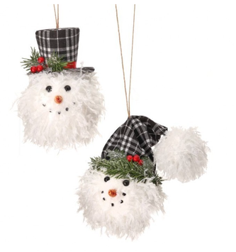 Frilly Snowman Head Ornament (2-Styles)