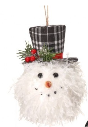 Frilly Snowman Head Ornament (2-Styles)