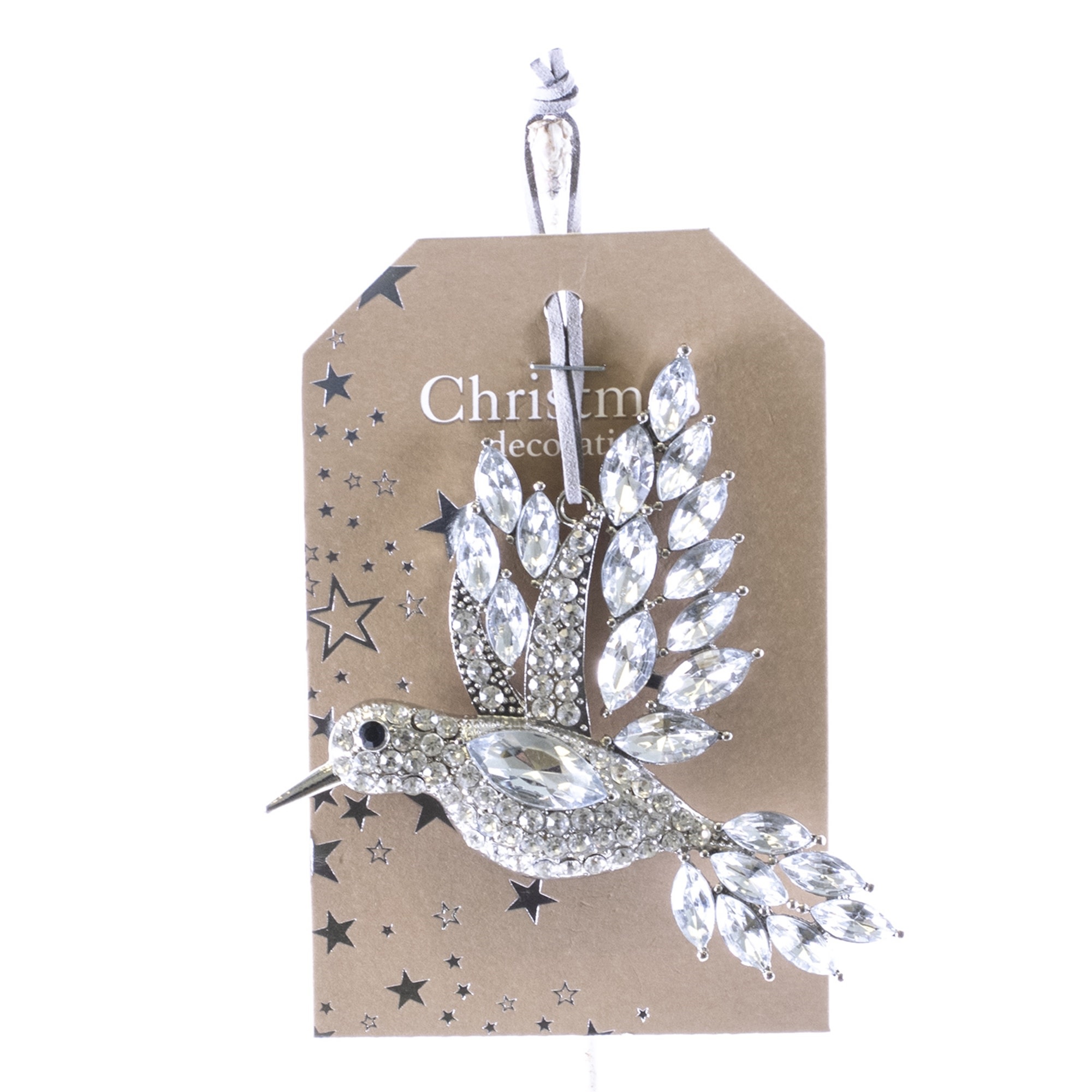 Silver Crystal Hummingbird Ornament