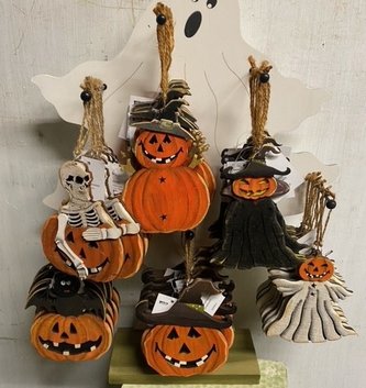 Halloween Jack-o-Lantern Wooden Ornament (6-Styles)