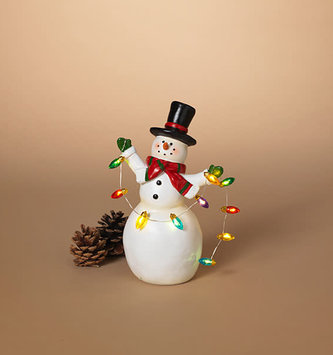 Battery Operated Snowman w/ Holiday Lights