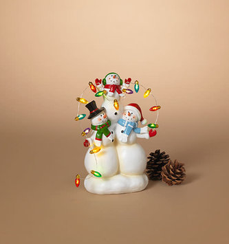 Battery Operated Snowman Family w/ Holiday Lights