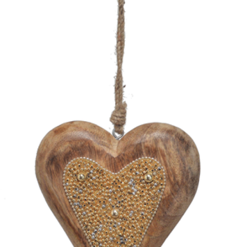 Beaded Wooden Heart