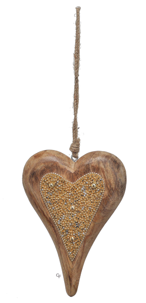 Beaded Wooden Heart