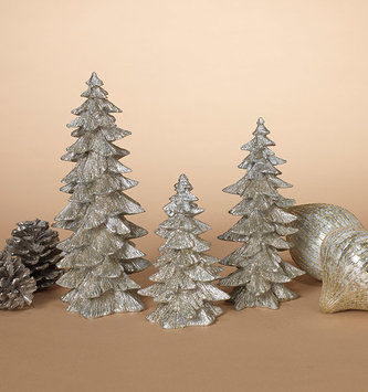Set of 3 Silver Glitter Trees